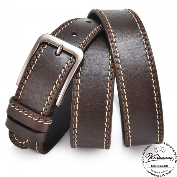 Кожаный ремень "Томас" (тёмно-коричневый). фото 1